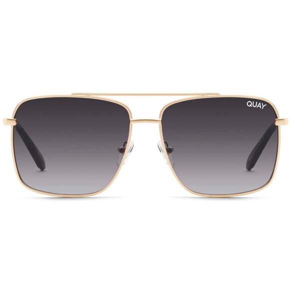 QUAY Hot Take Sunglasses Gold Frame Smoke Gradient Lenses Square Aviators Unisex - Picture 6 of 6